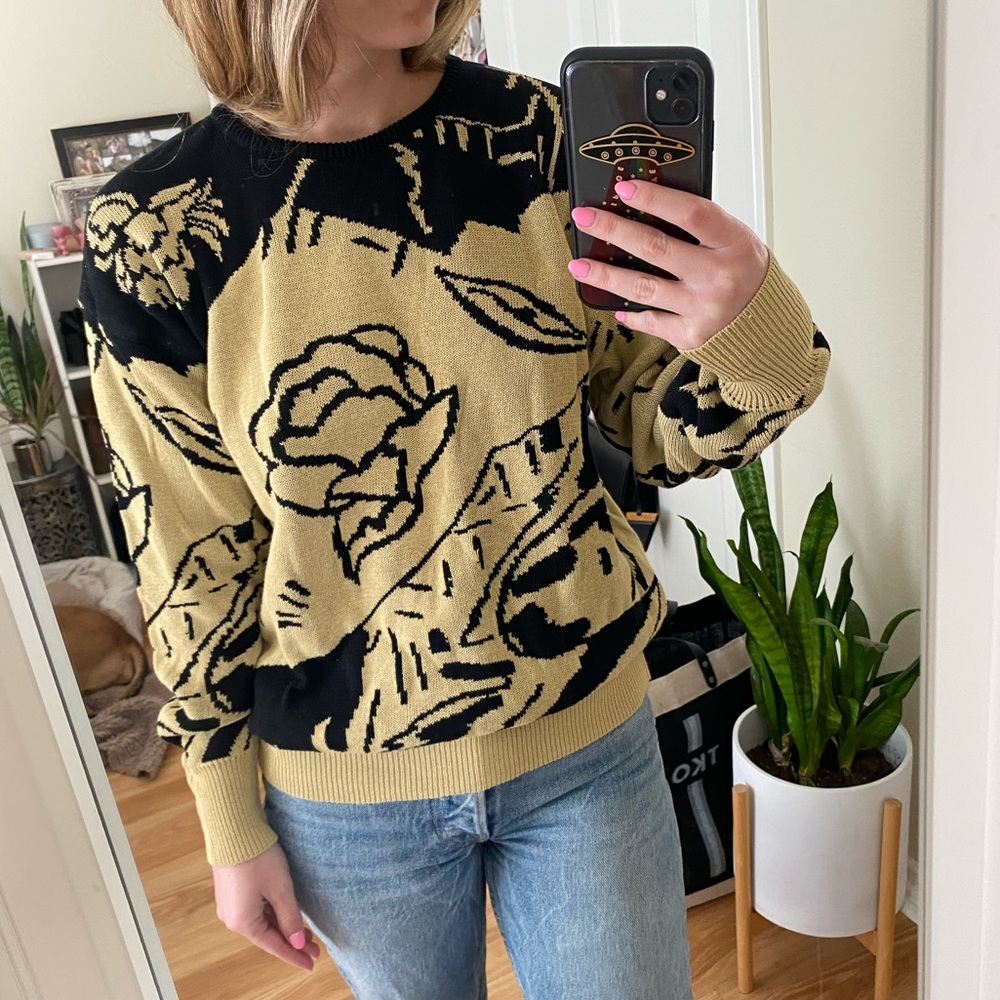 Vintage Late 80s Escada Art Deco Sweater